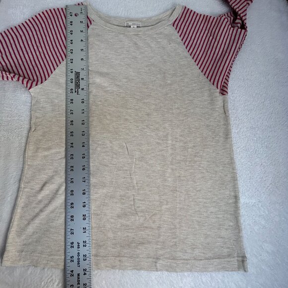 Gap Womens Gray Pink Striped 3/4 Sleeve Baseball Thermal Tee Top XS Casual - Picture 8 of 8
